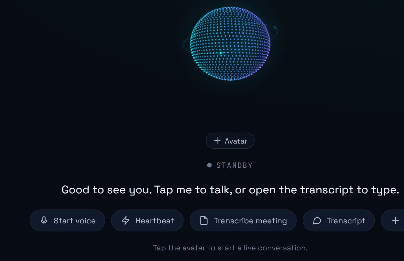 The Workforce 2.0 console, with the AI chief executive on standby